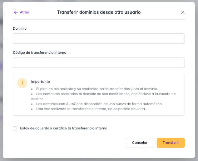 Transferencia push dondominio