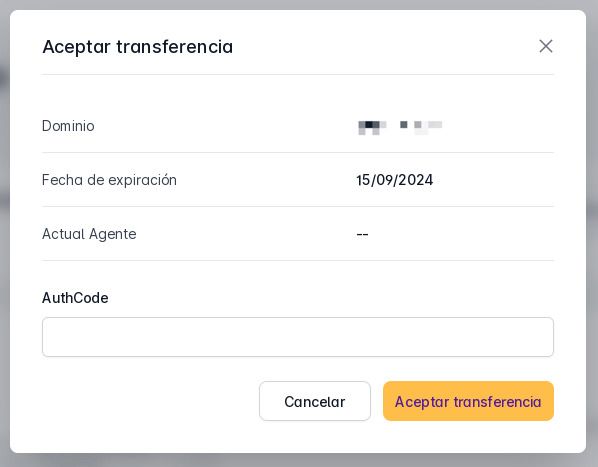 Detalles transferencia y AuthCode