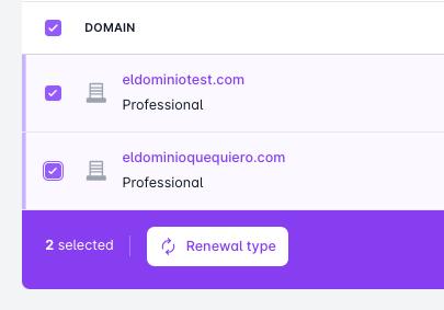 Change renewal type for hostings