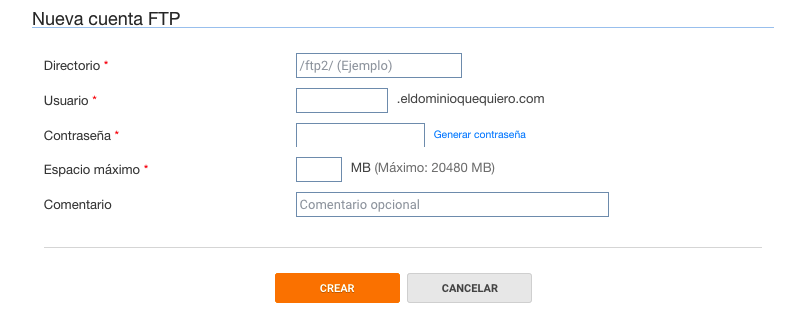 Configuración de cuentas FTP en DonDominio